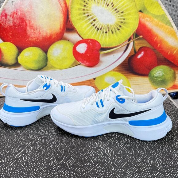 Nike React Miler Mens Running Shoes Size 7 White/Blue/Black - Picture 4 of 9